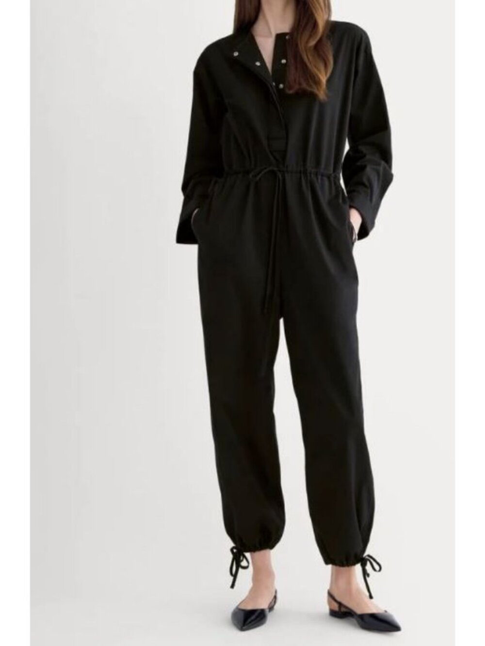 Everlane The Utility Drawstring Jumpsuit Black Size Medium NWT